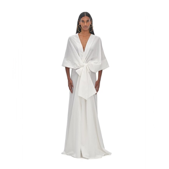 ANDREA IYAMAH Gamba Maxi Tie-Waist Robe One Size | OS Ivory - Picture 7 of 11